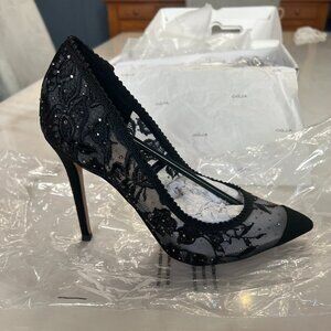Aldo "Arelisen" Lace Mesh Heels With Rhinestones  Size 6.5